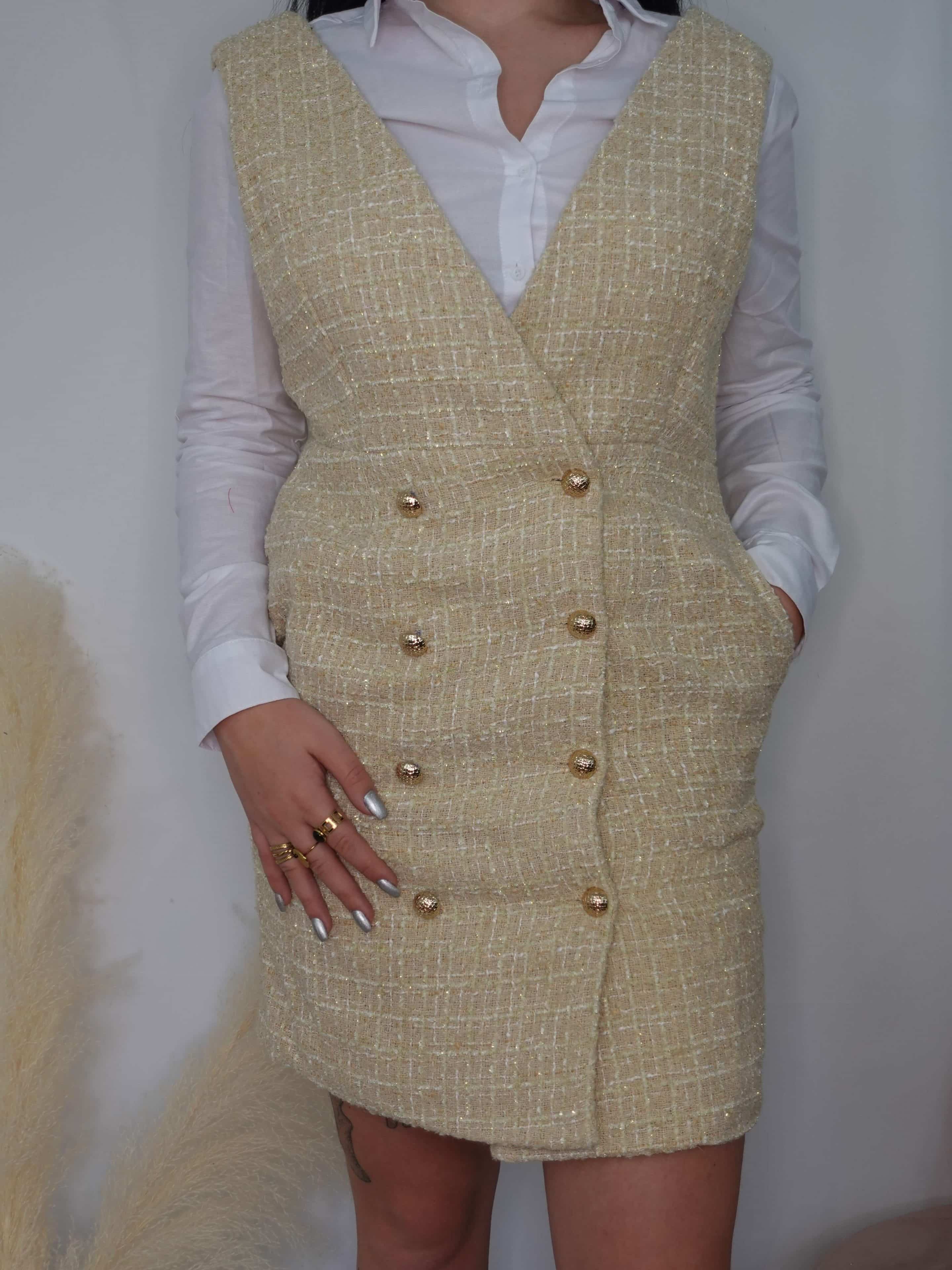 robe evy en tweed, porté par alexia madame lychee de mulhouse