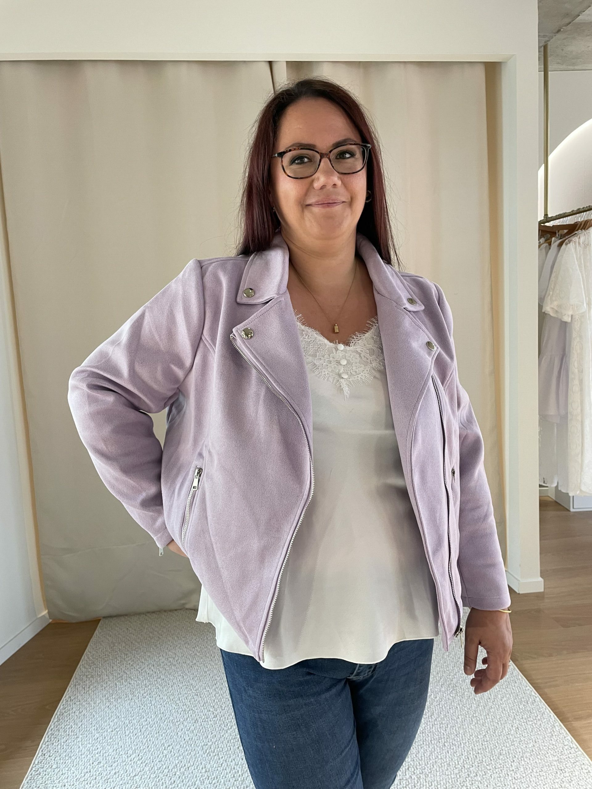 Veste en suédine BLANCHE lilas