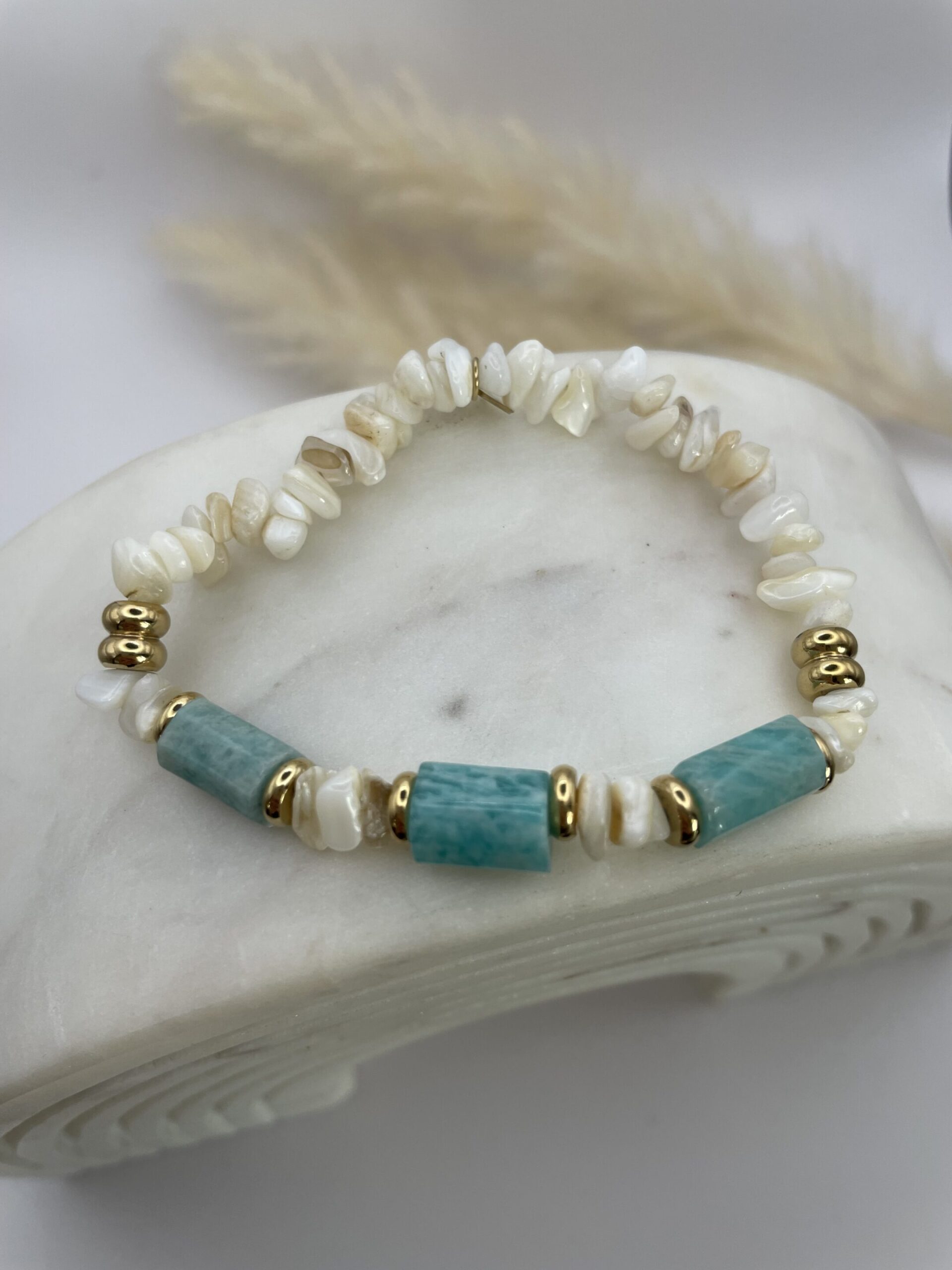 Bracelet AMBERINE élastique turquoise