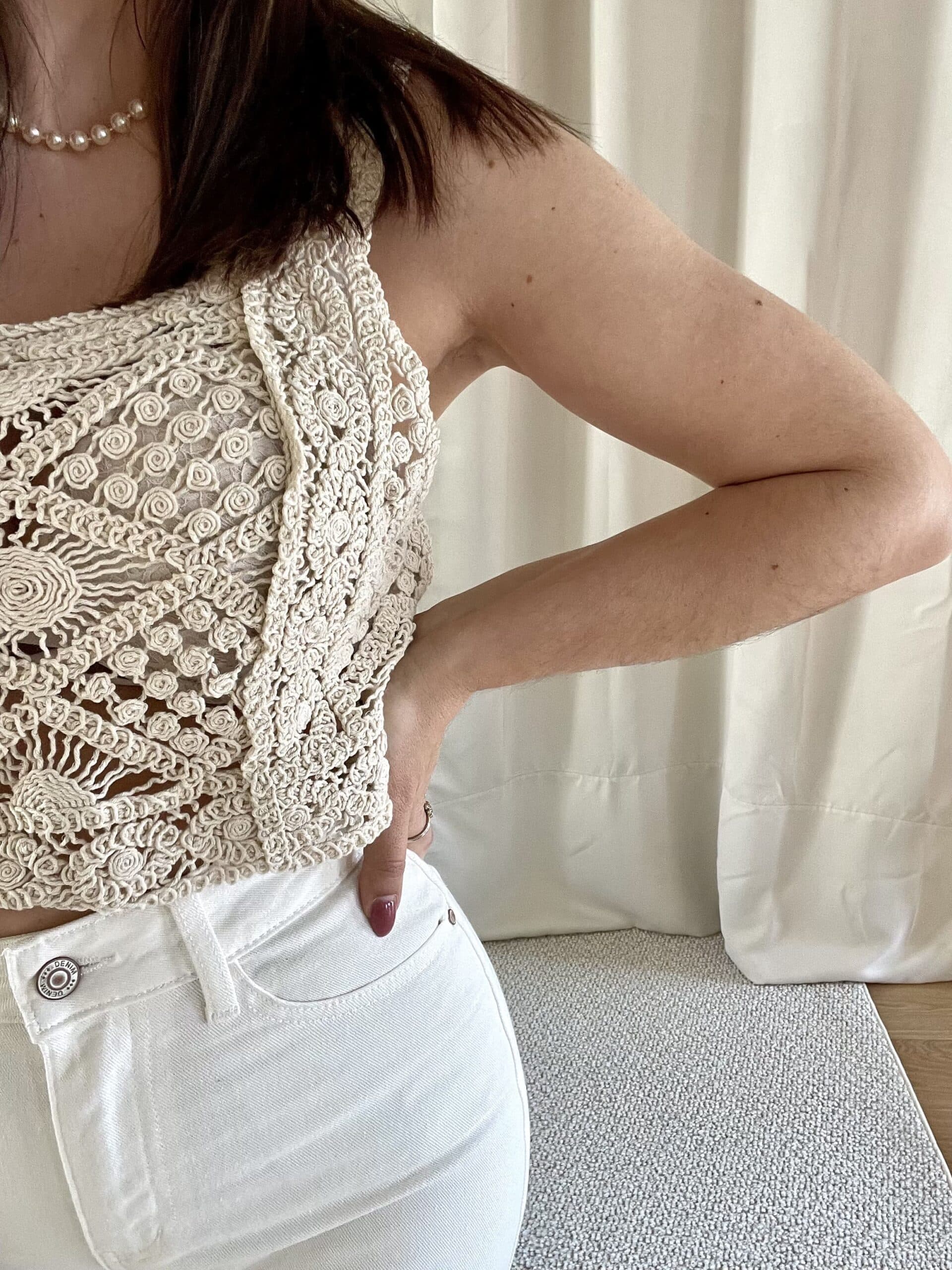 Crop top blanc cassé PIA