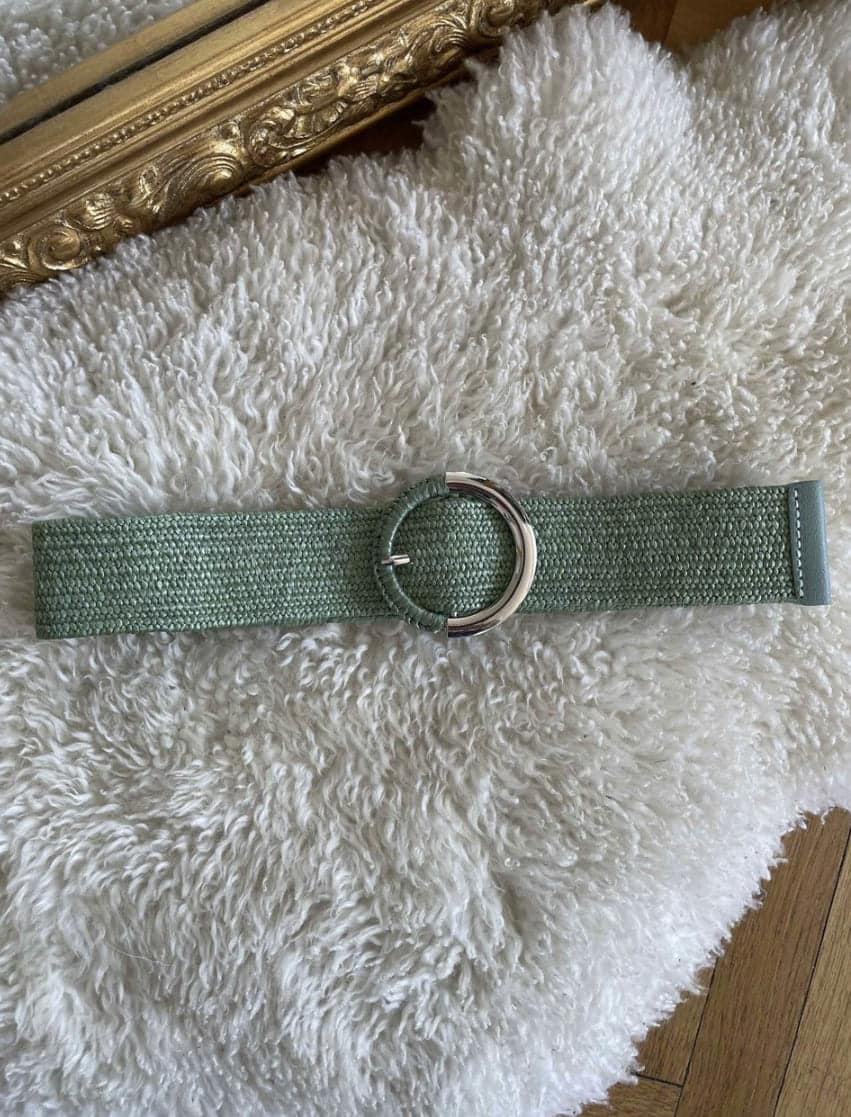 Ceinture élastique vert d’eau et boucle argentée DOCY