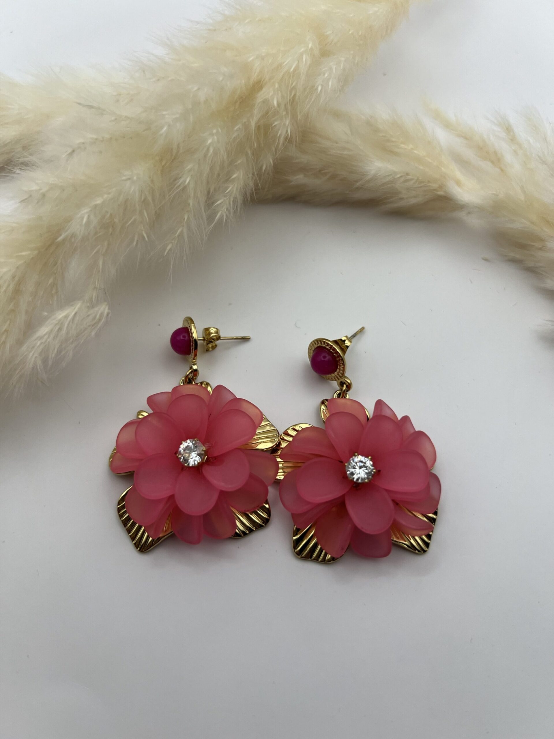 Boucles d’oreilles fleurs rose