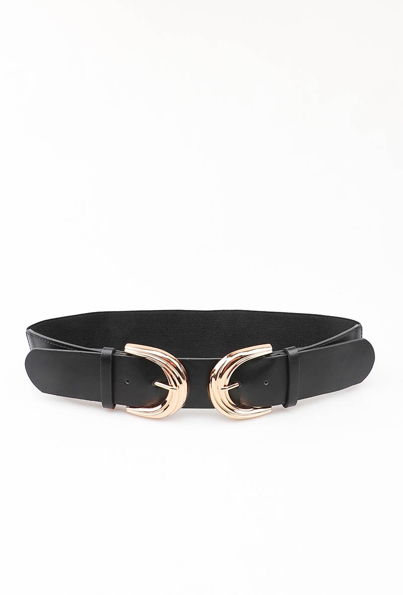 Ceinture élastique deux boucles noires