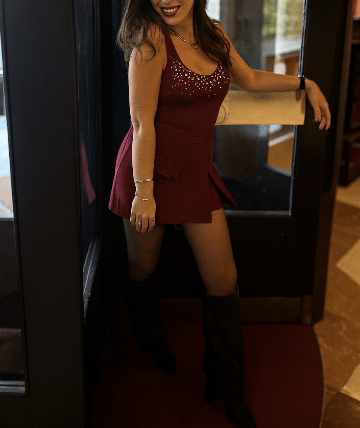 Body bordeaux à strass scintillants CANDICE