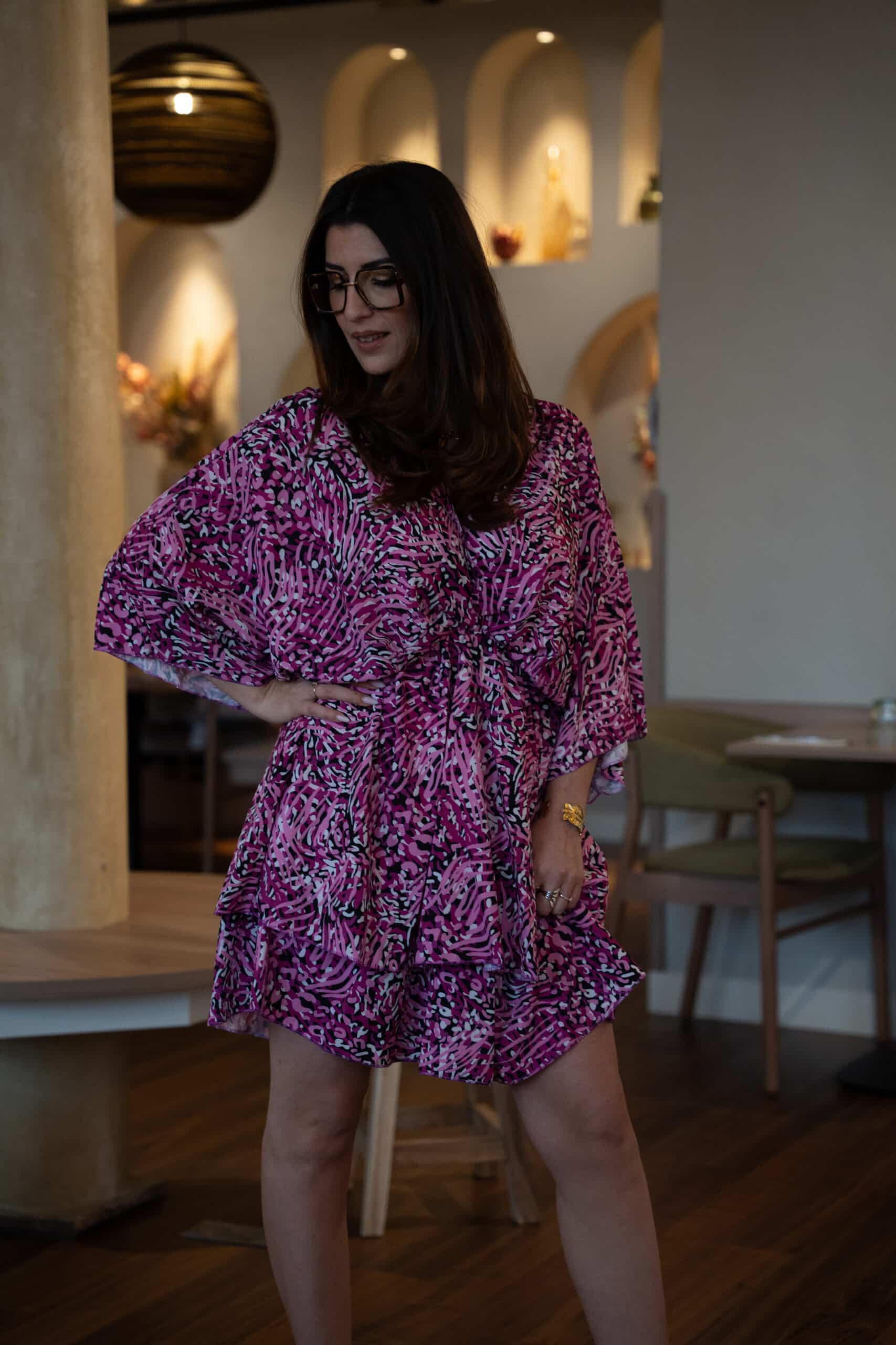 Robe Théa rose et noire