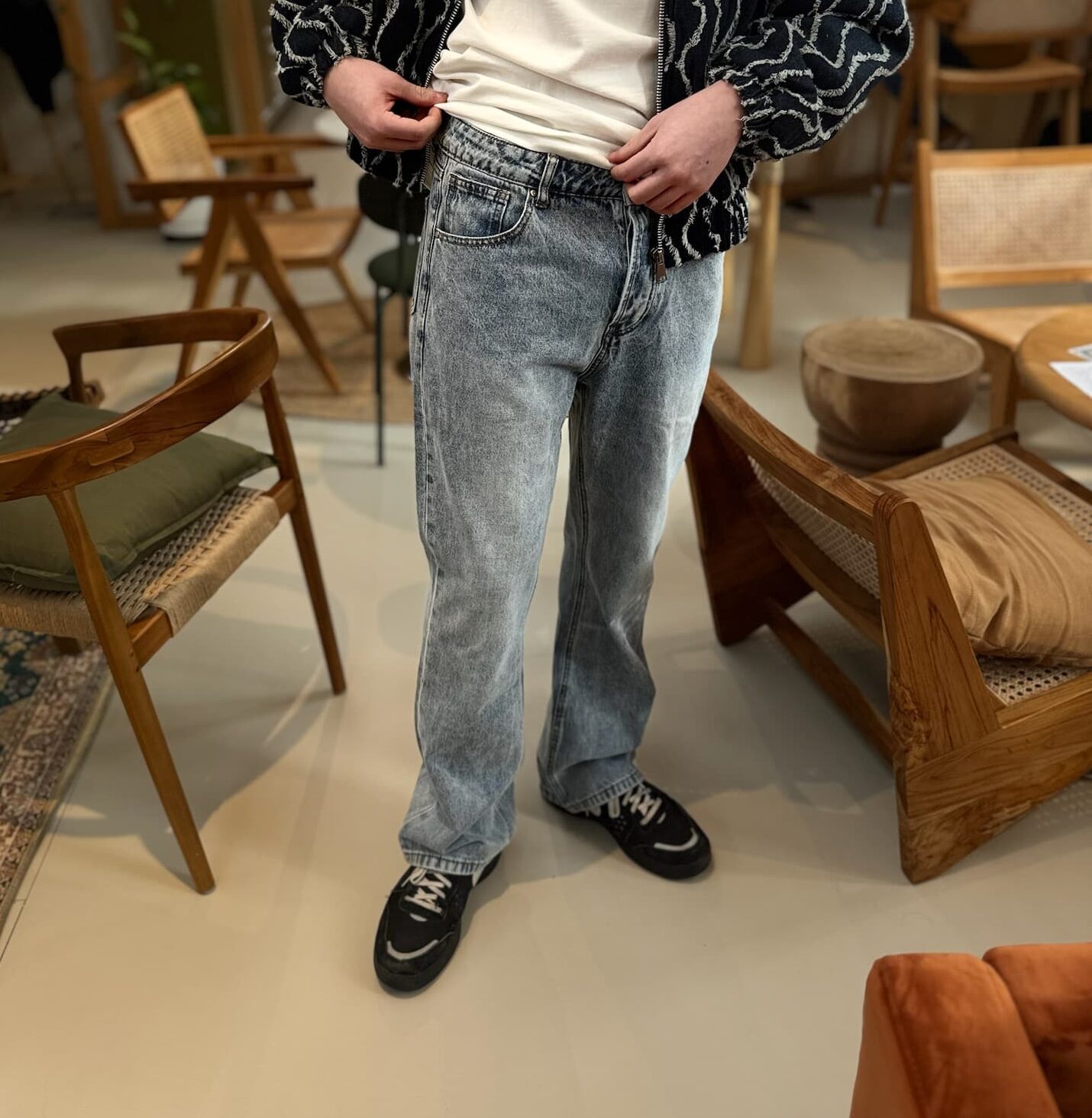 Jean coupe droite large en denim bleu clair PAUL