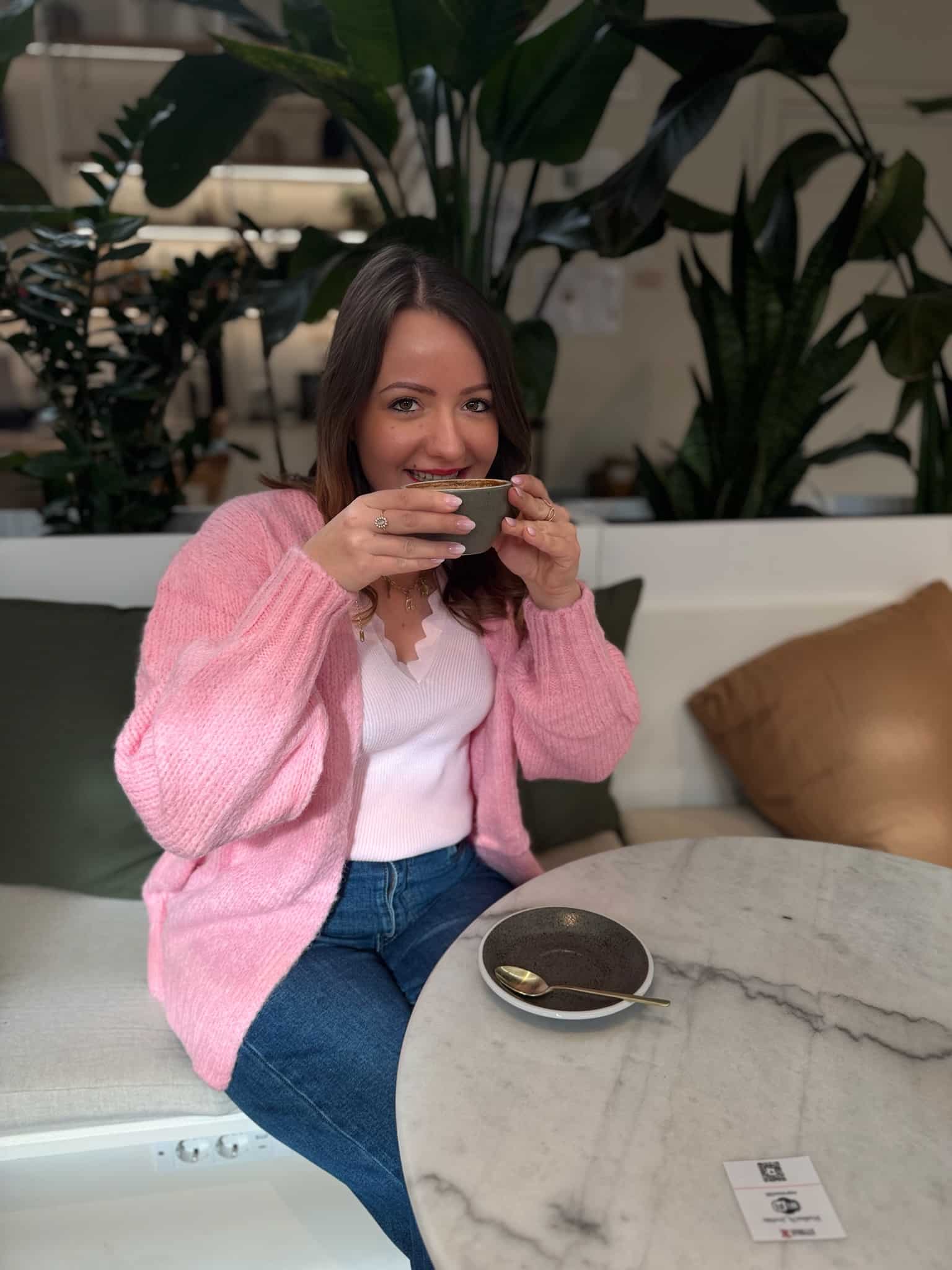 Gilet en maille rose LUCIE