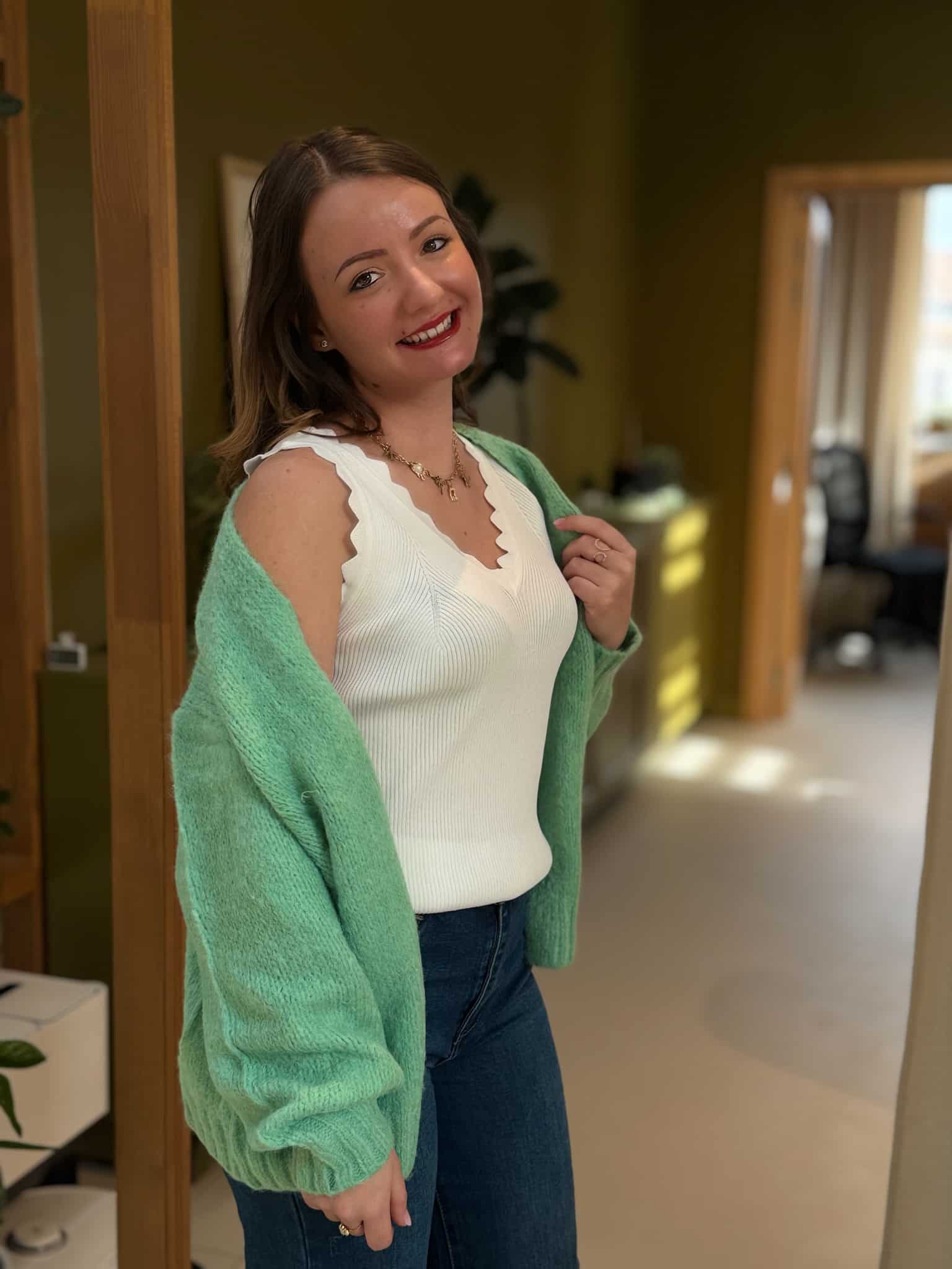 Gilet en maille vert LUCIE