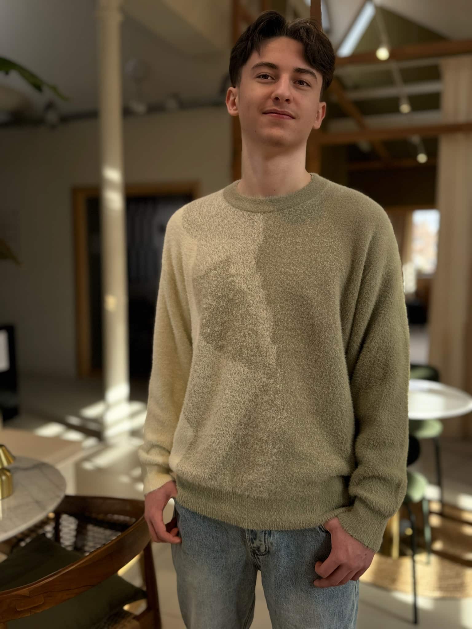 Pull vert clair avec maille texturée NATHAN