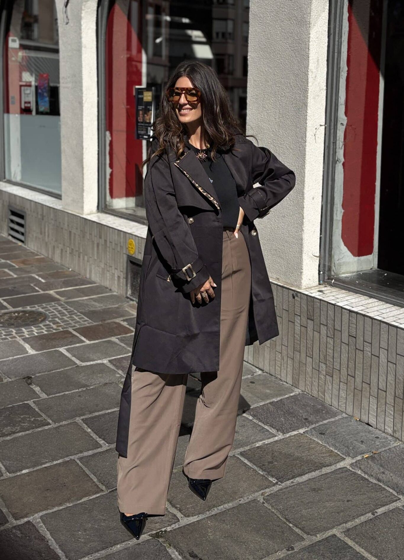 Trench noir léopard ANAIS
