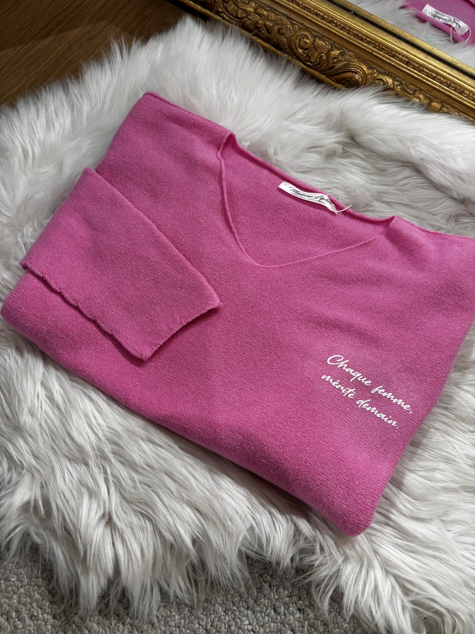 Pull rose CHRISTELLE – Octobre Rose