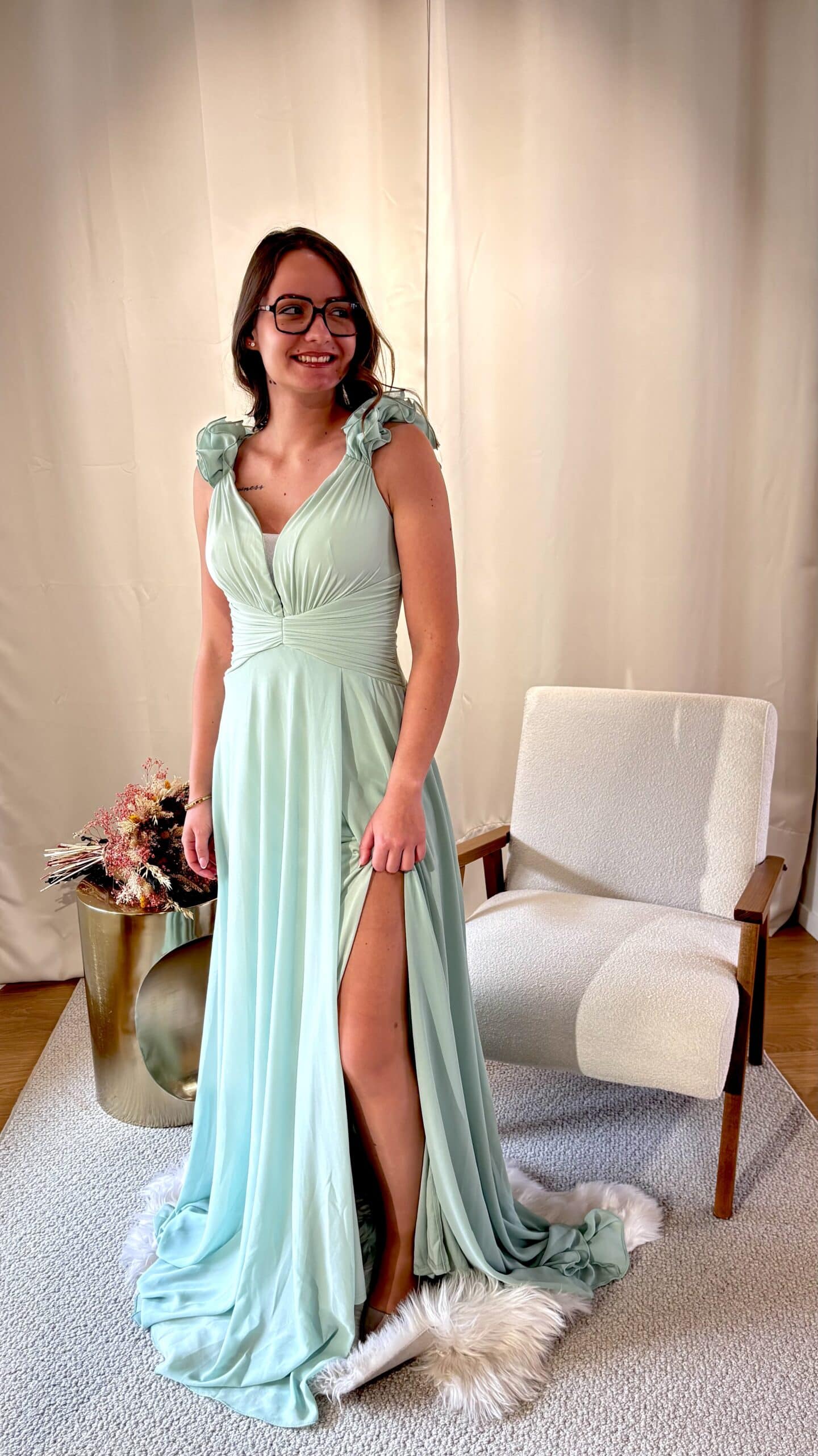 Robe de cérémonie vert d&rsquo;eau Manuela