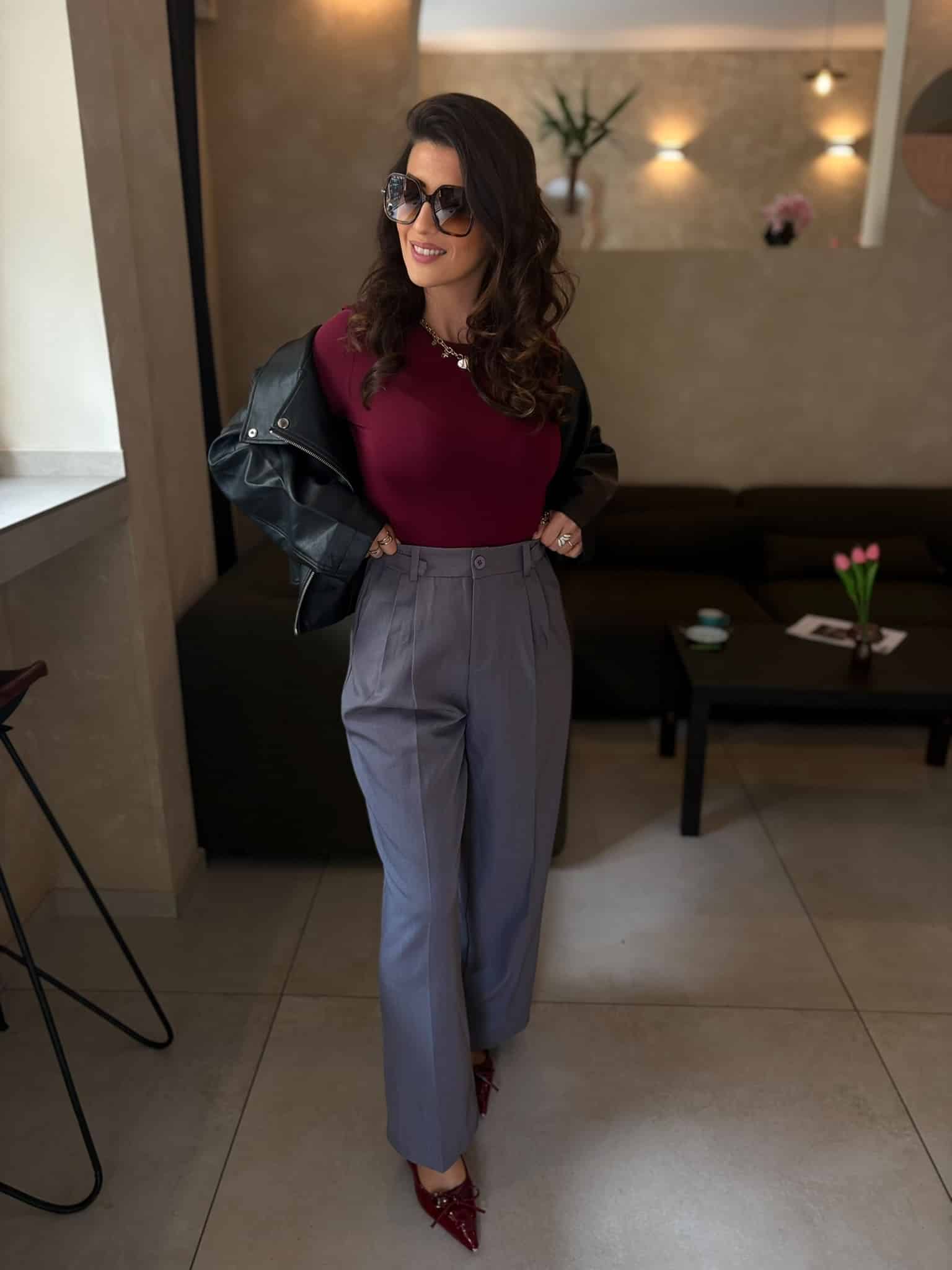 Pantalon taille haute gris MANON