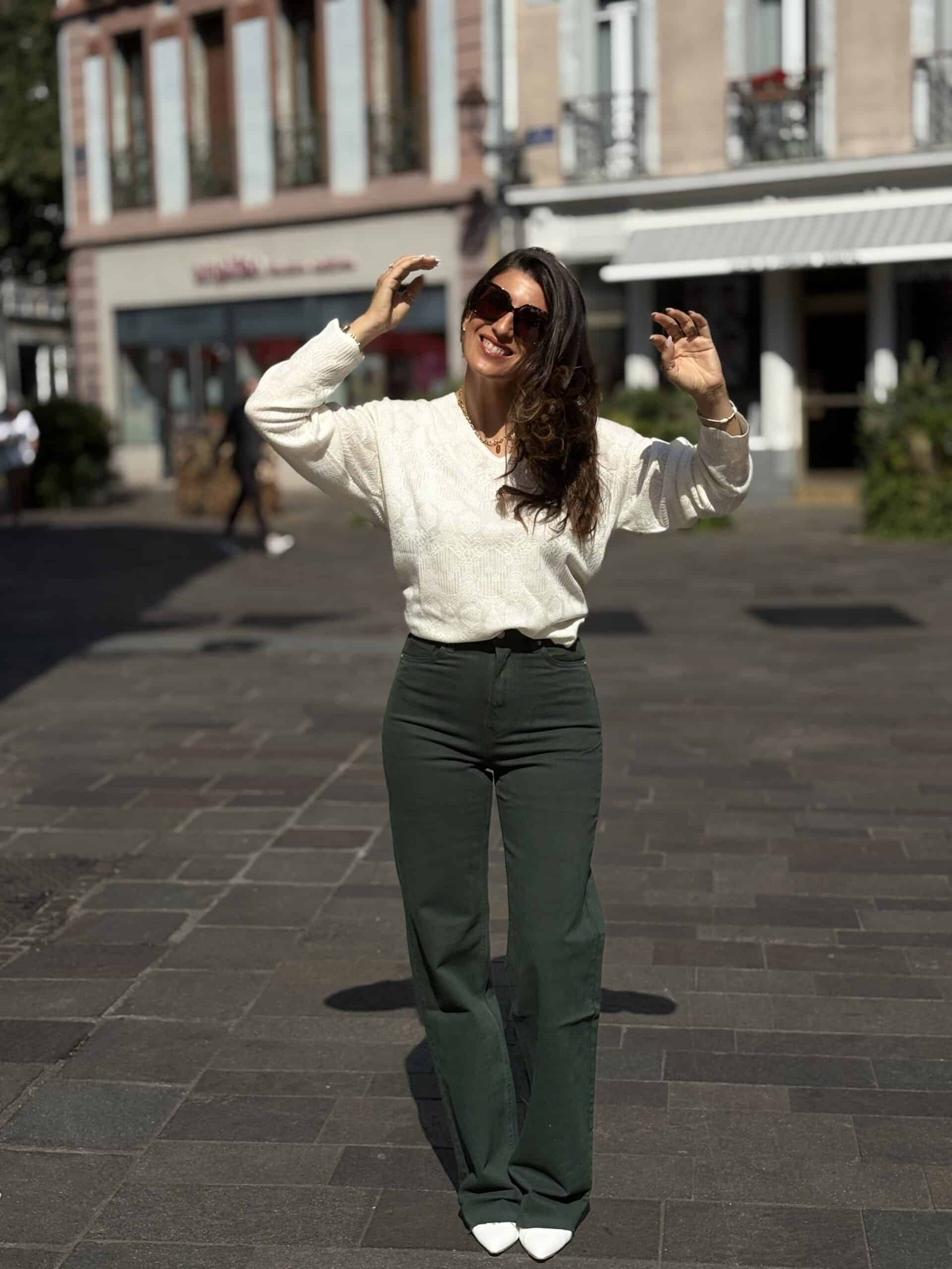 Jean wide leg Camille Vert sapin