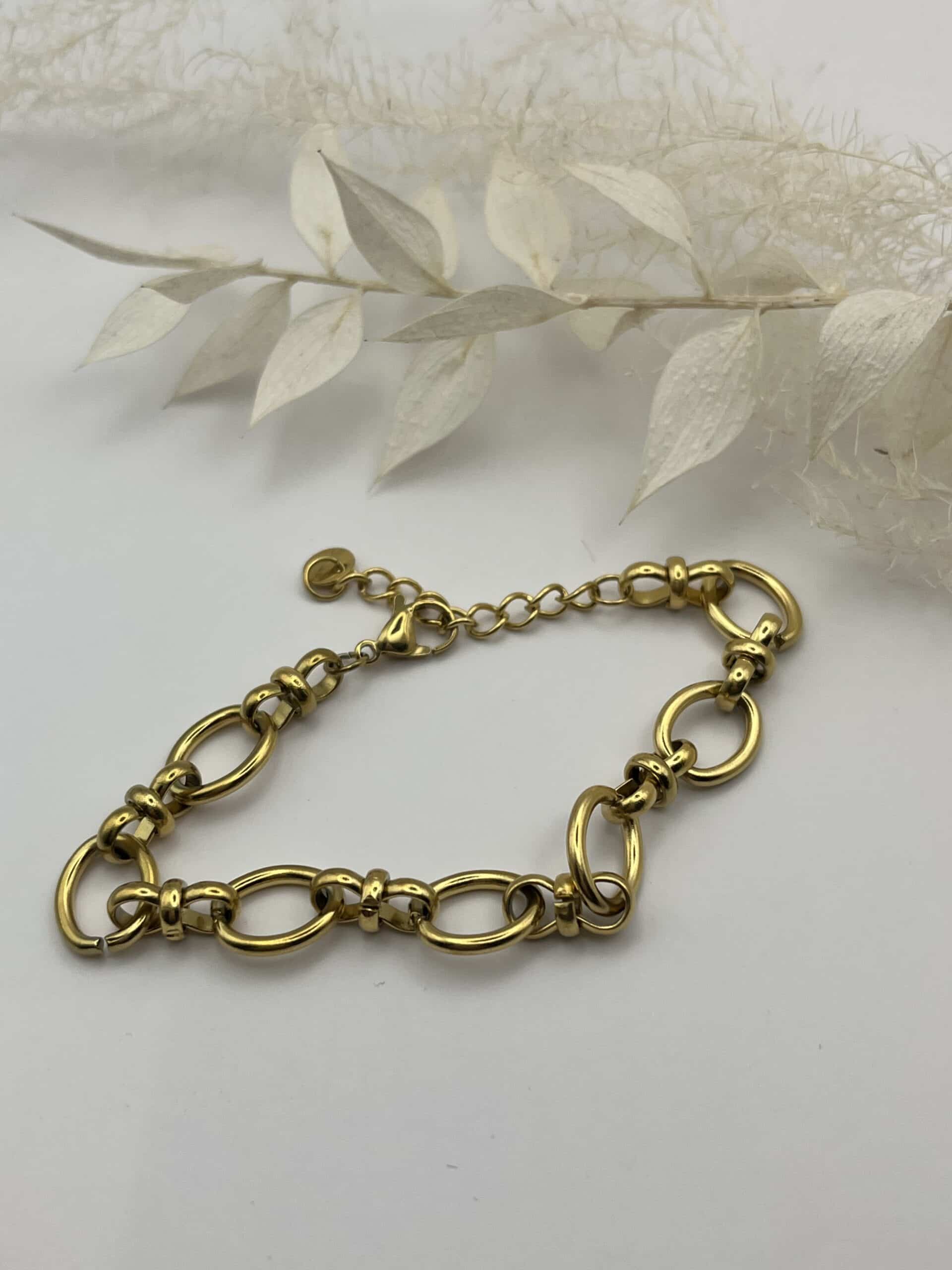 Bracelet dorée maille mixte