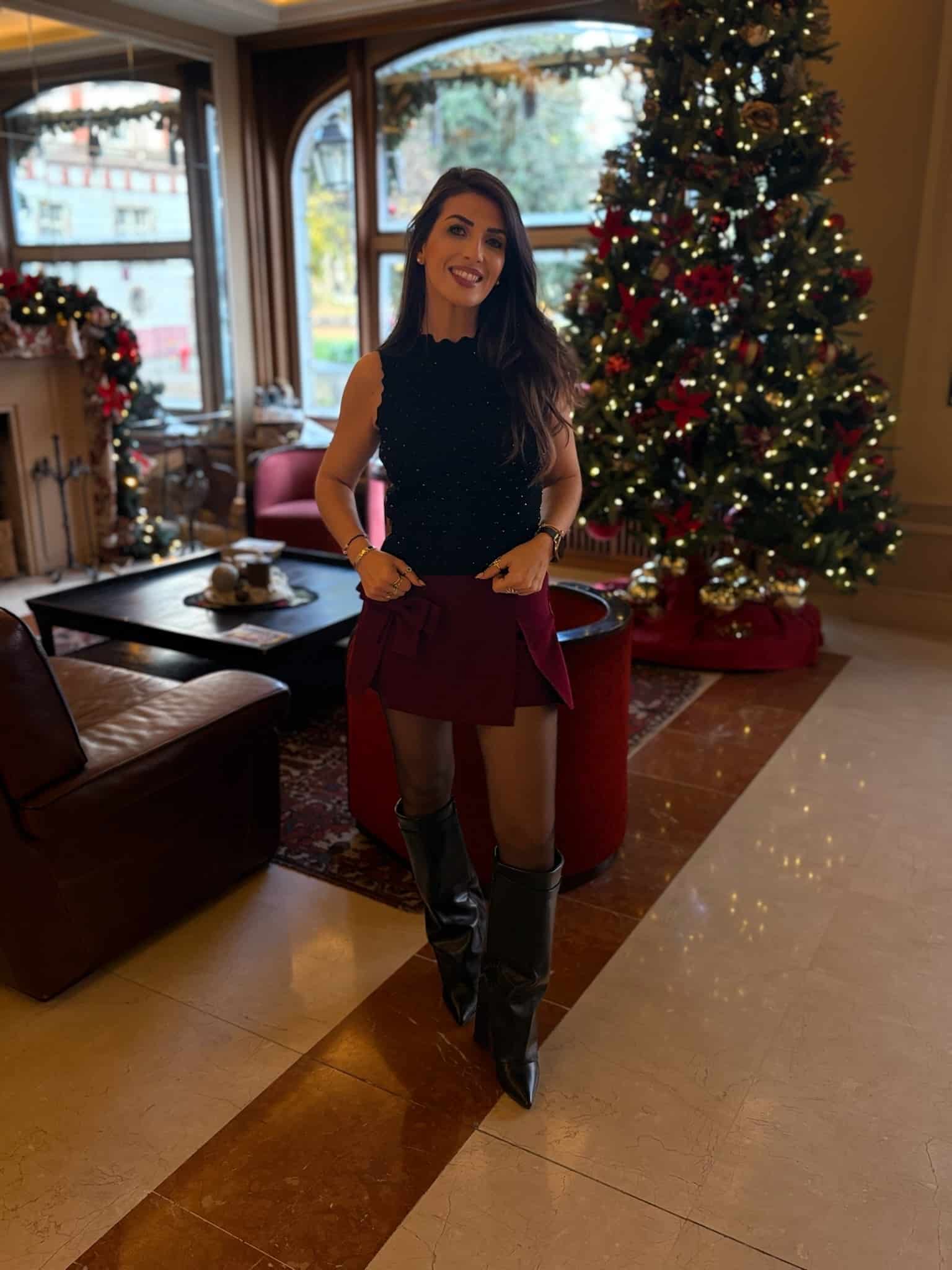 Débardeur en maille scintillante noire à strass CHLOE