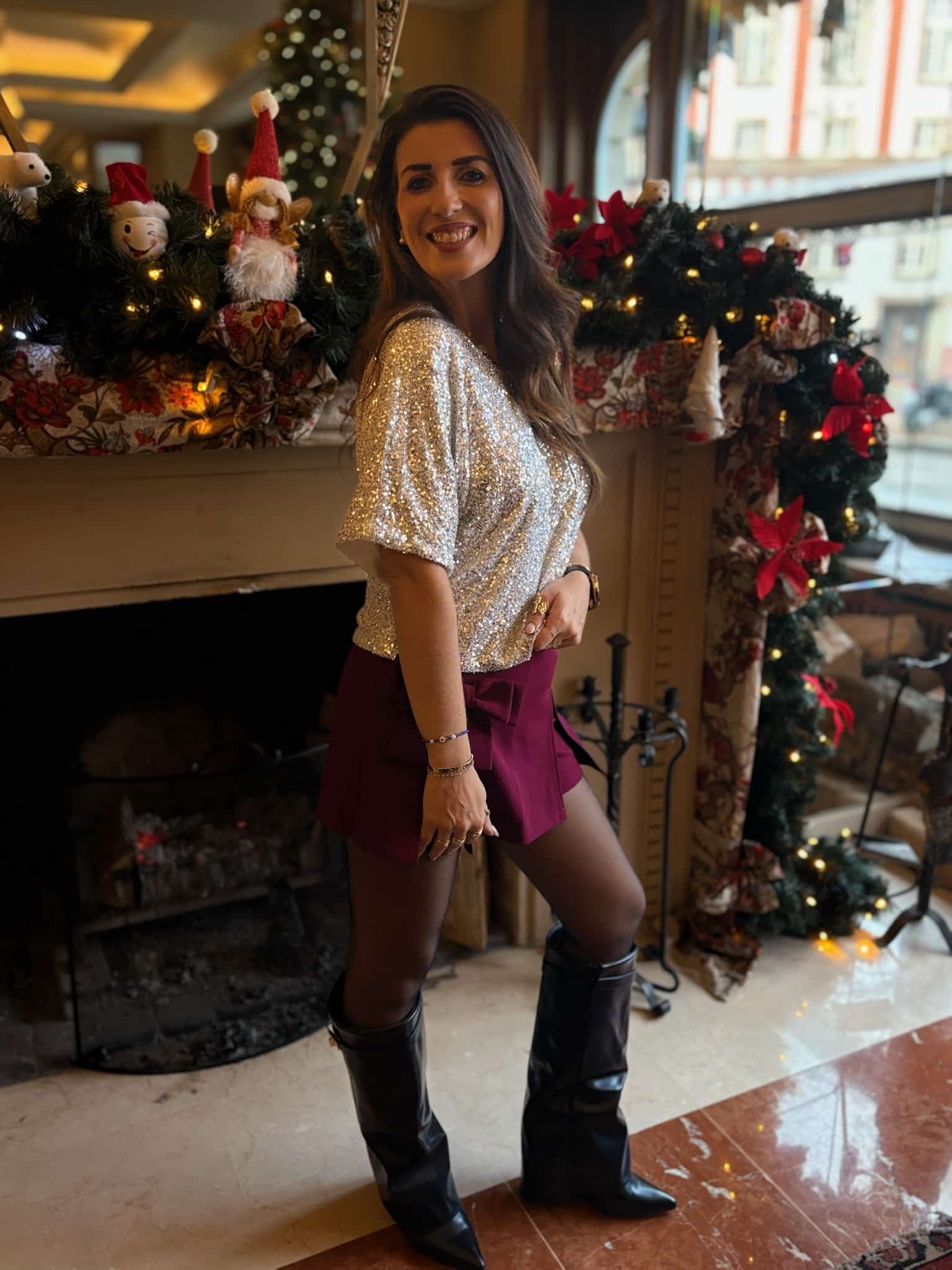 T-shirt scintillant argenté à dos ouvert CHARLINE