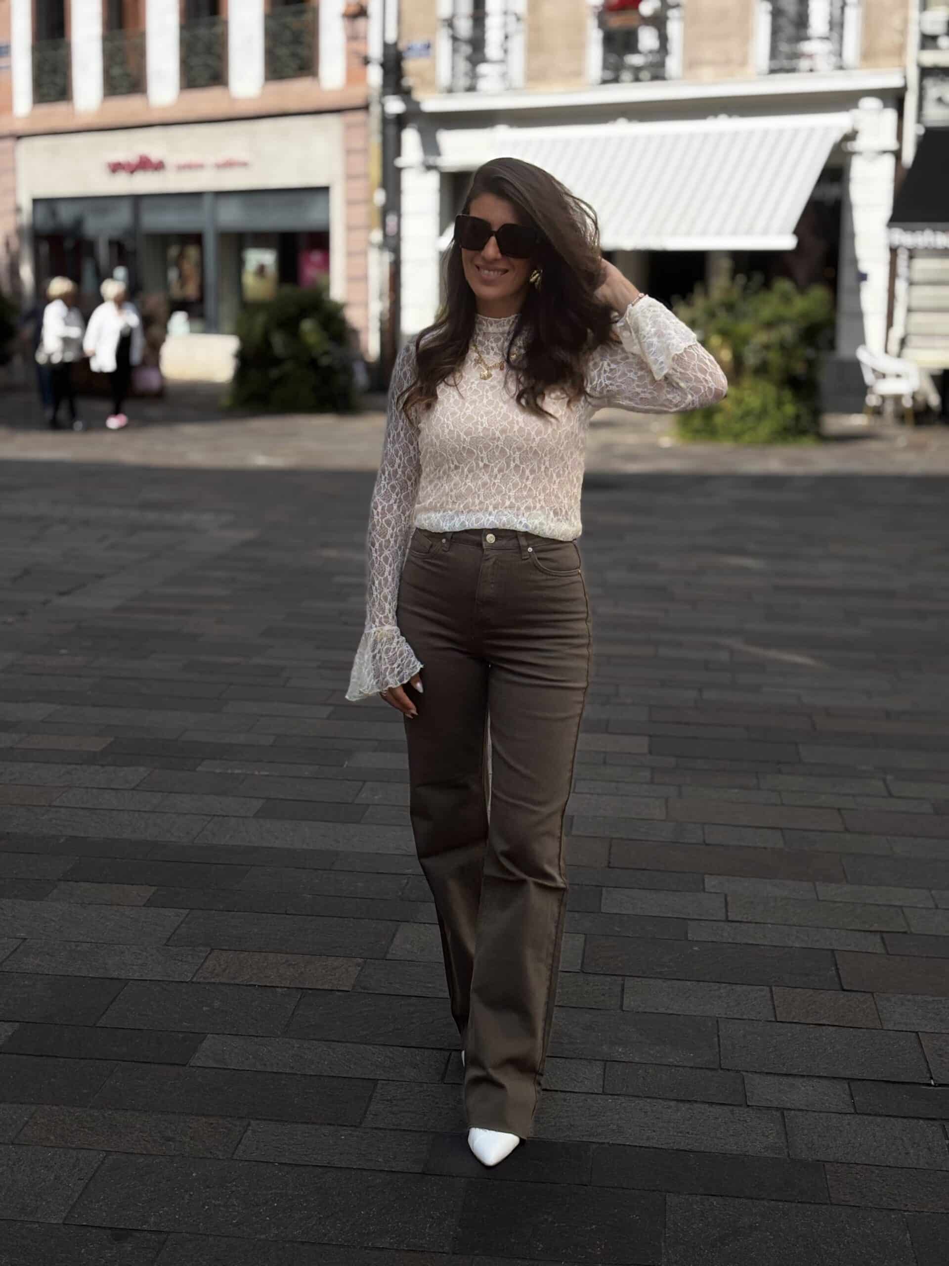 Jean wide leg Camille Kaki
