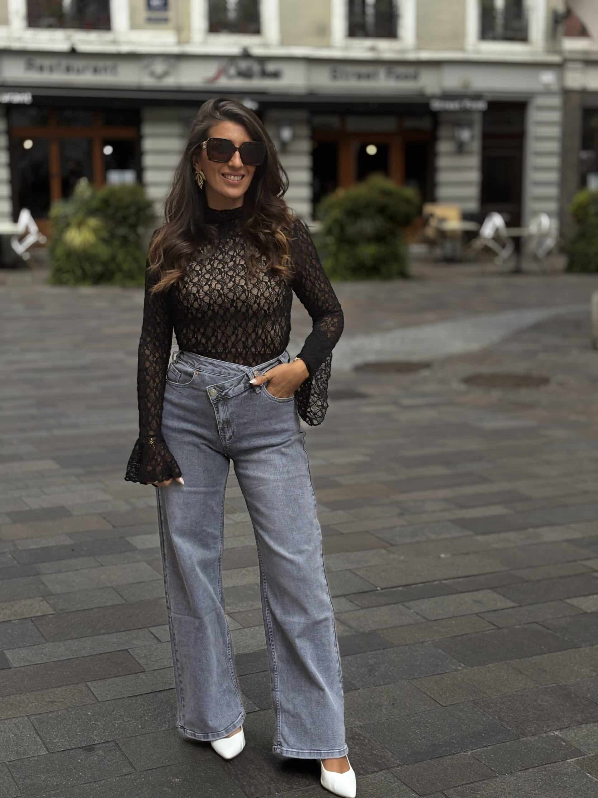 Jean wide leg JODIE gris