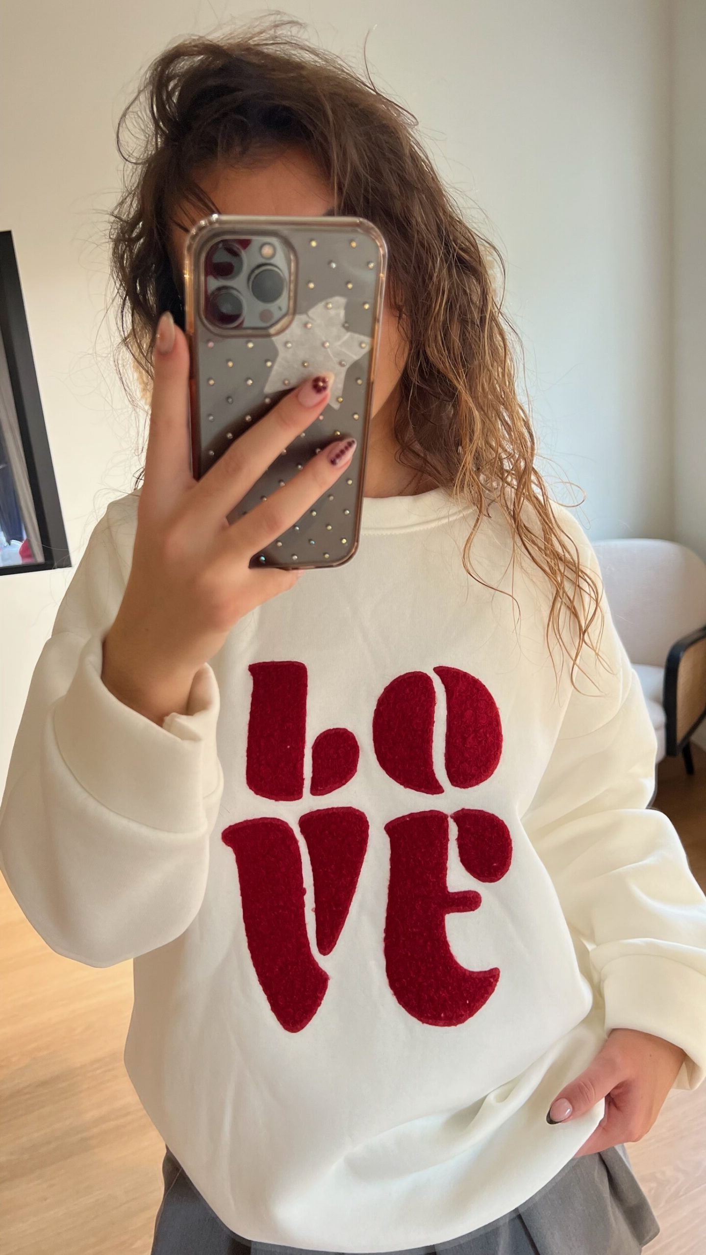 Sweat love blanc et rouge