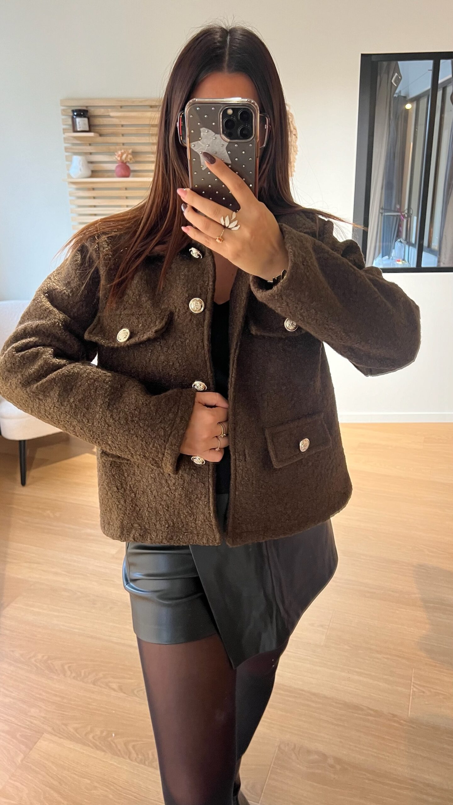 Veste laine bouclée TIMI marron