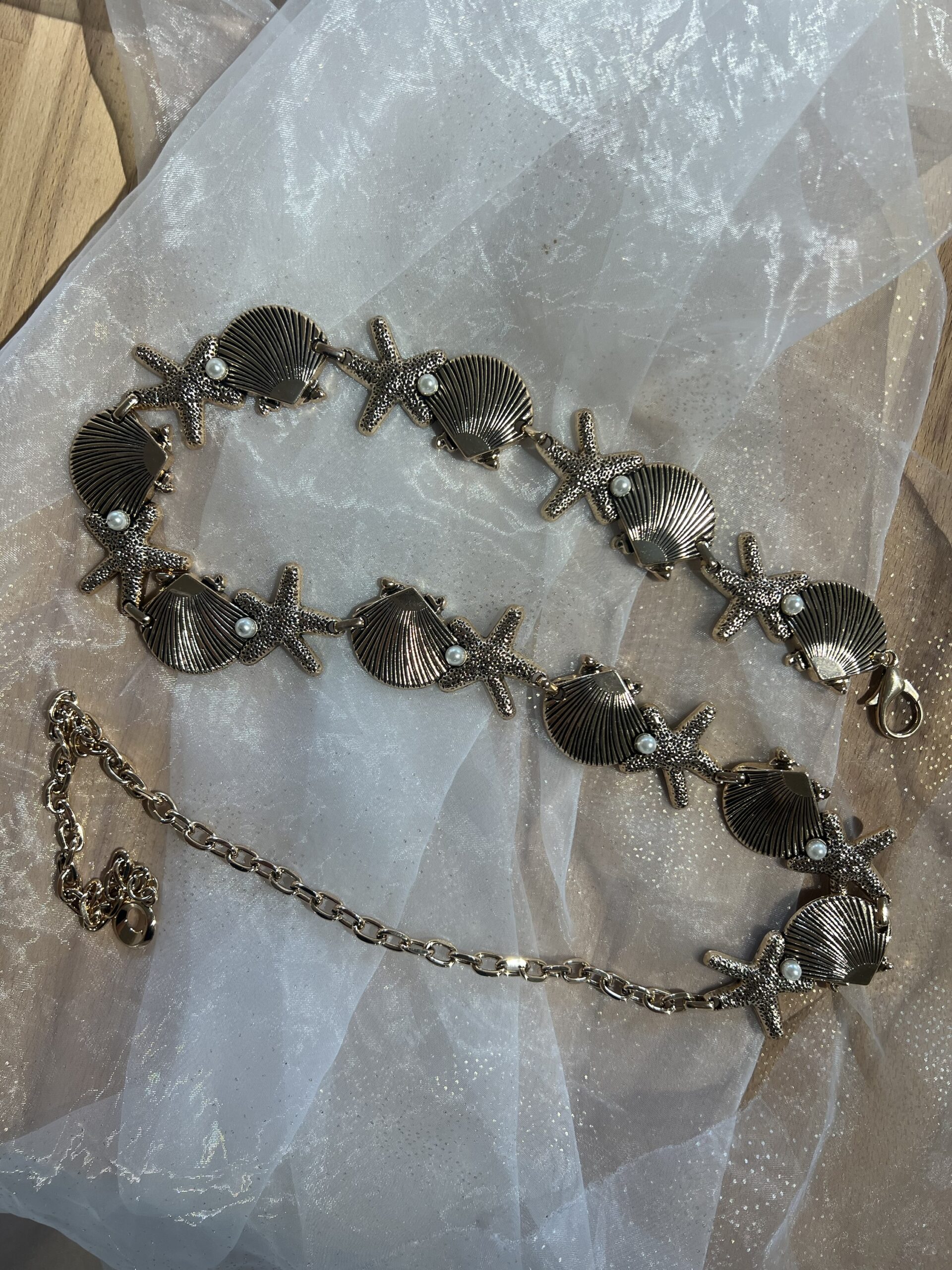 Ceinture bijou coquillage dorée
